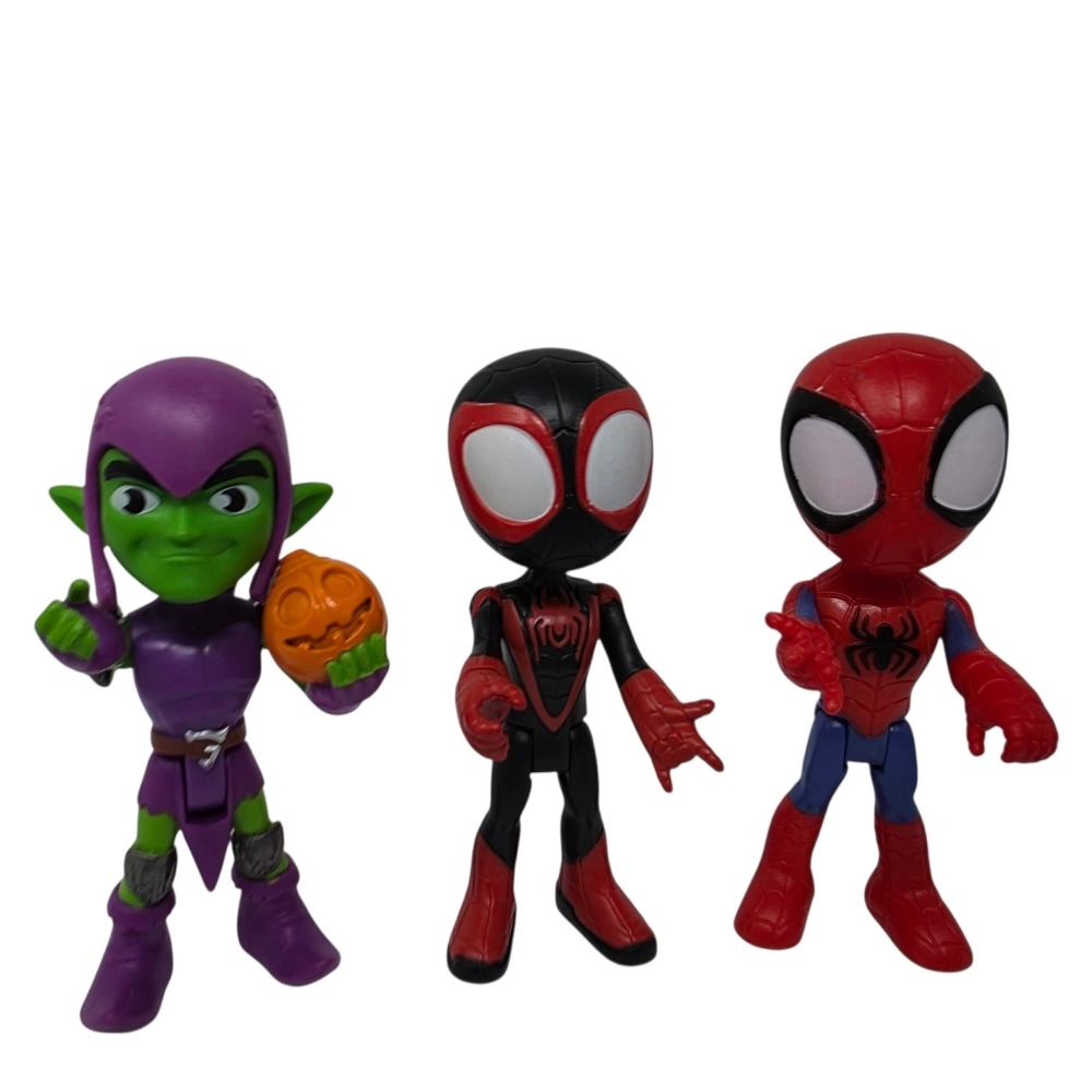 Marvel Spidey and Friends Spiderman Panther Green Goblin Toy Figures Lot of 3